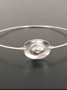Sterling Silver Cowboy Hat Bangle Bracelet - Silver